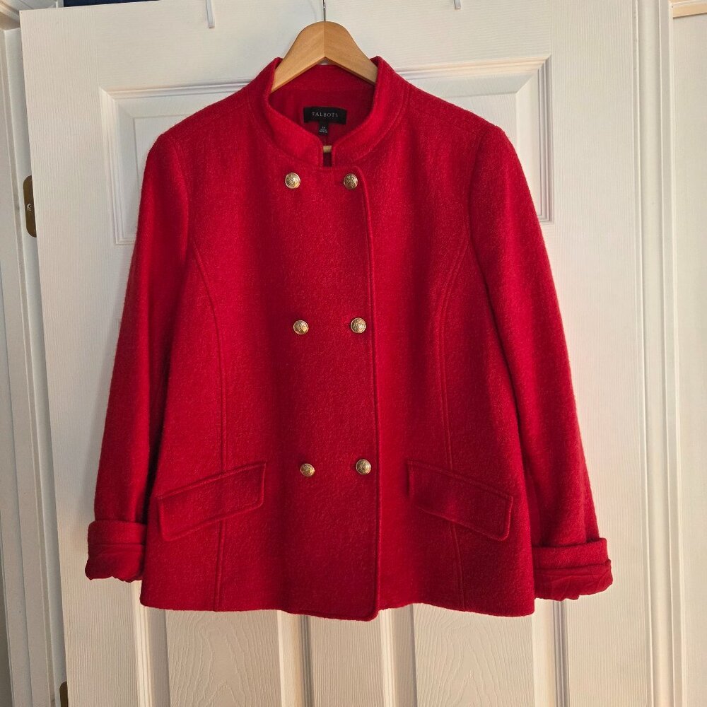 Talbots Double Breasted Boiled wool jacket Size 16 - image 1